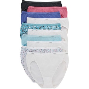 image:imageHanes Womens Underwear Pack 10Pack FullCoverage Cotton Blend Panties MoistureWicking Underwear for WomenAssorted SolidsPrintsHeathers Hicut