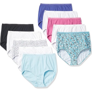image:imageHanes Womens Underwear Pack 10Pack FullCoverage Cotton Blend Panties MoistureWicking Underwear for WomenAssorted SolidsPrintsHeathers Highwaist Brief