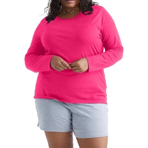 image:imageJUST My Size Womens Just My Size PlusSize Long Sleeve Cotton TShirt ScoopNeck TShirts for WomenSizzling Pink