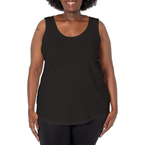 image:imageJUST My Size Womens Just My Size Womens Size Cotton Jersey Shirttail Tank Top Plus Sleeveless ShirtsBlack