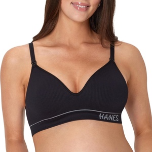 image:imageHanes Womens Maternity Nursing Bra Seamless Wireless Nursing Bralette for Women Adjustable StrapsBlack