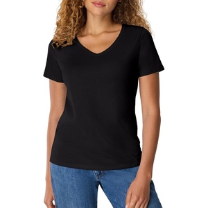 image:imageHanes Womens PerfectT Vneck Tshirt Cotton Short Sleeve Tee for Women 1 or 2PackBlack
