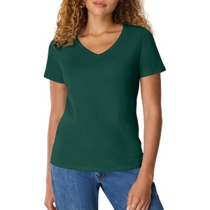 image:imageHanes Womens PerfectT Vneck Tshirt Cotton Short Sleeve Tee for Women 1 or 2PackDeep Forest