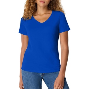 image:imageHanes Womens PerfectT Vneck Tshirt Cotton Short Sleeve Tee for Women 1 or 2PackDeep Royal