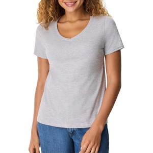 image:imageHanes Womens PerfectT Vneck Tshirt Cotton Short Sleeve Tee for Women 1 or 2PackLight Steel