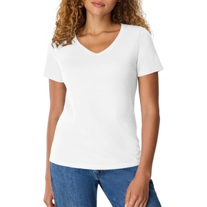 image:imageHanes Womens PerfectT Vneck Tshirt Cotton Short Sleeve Tee for Women 1 or 2PackWhite