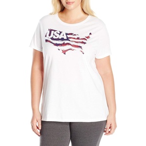 image:imageJUST My Size Womens PlusSize Short Sleeve Crew Neck TeeWhite Usa Flag